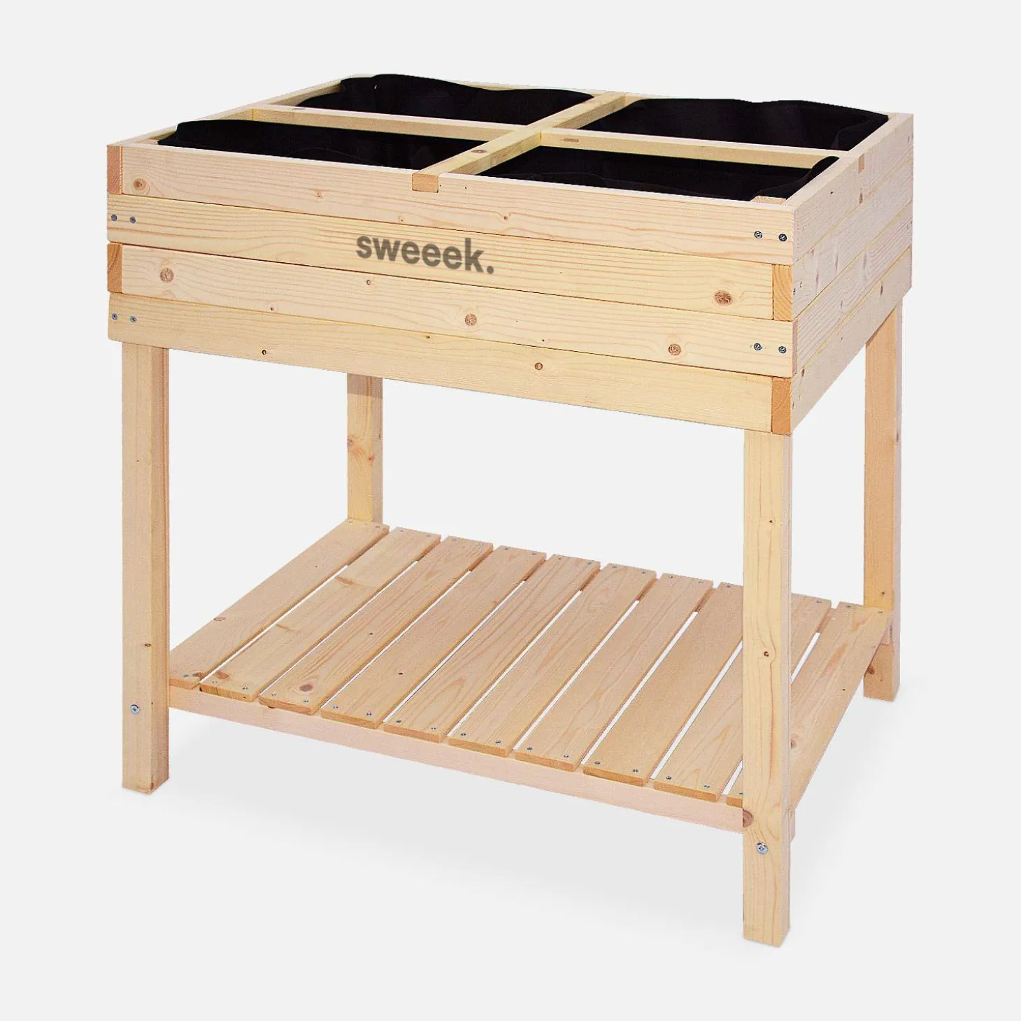 Elevated wooden planter