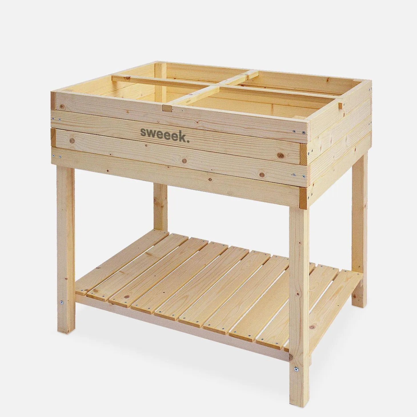Elevated wooden planter