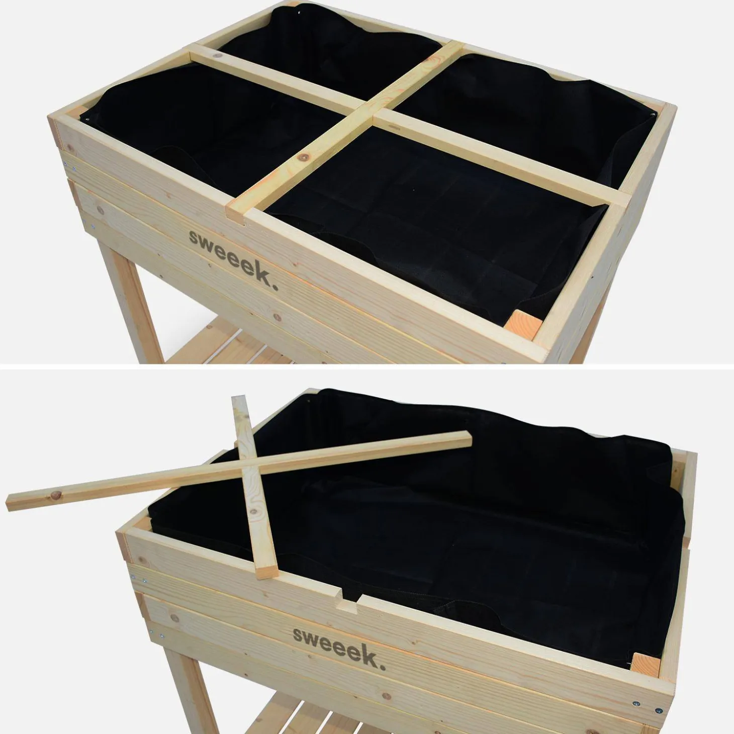 Elevated wooden planter