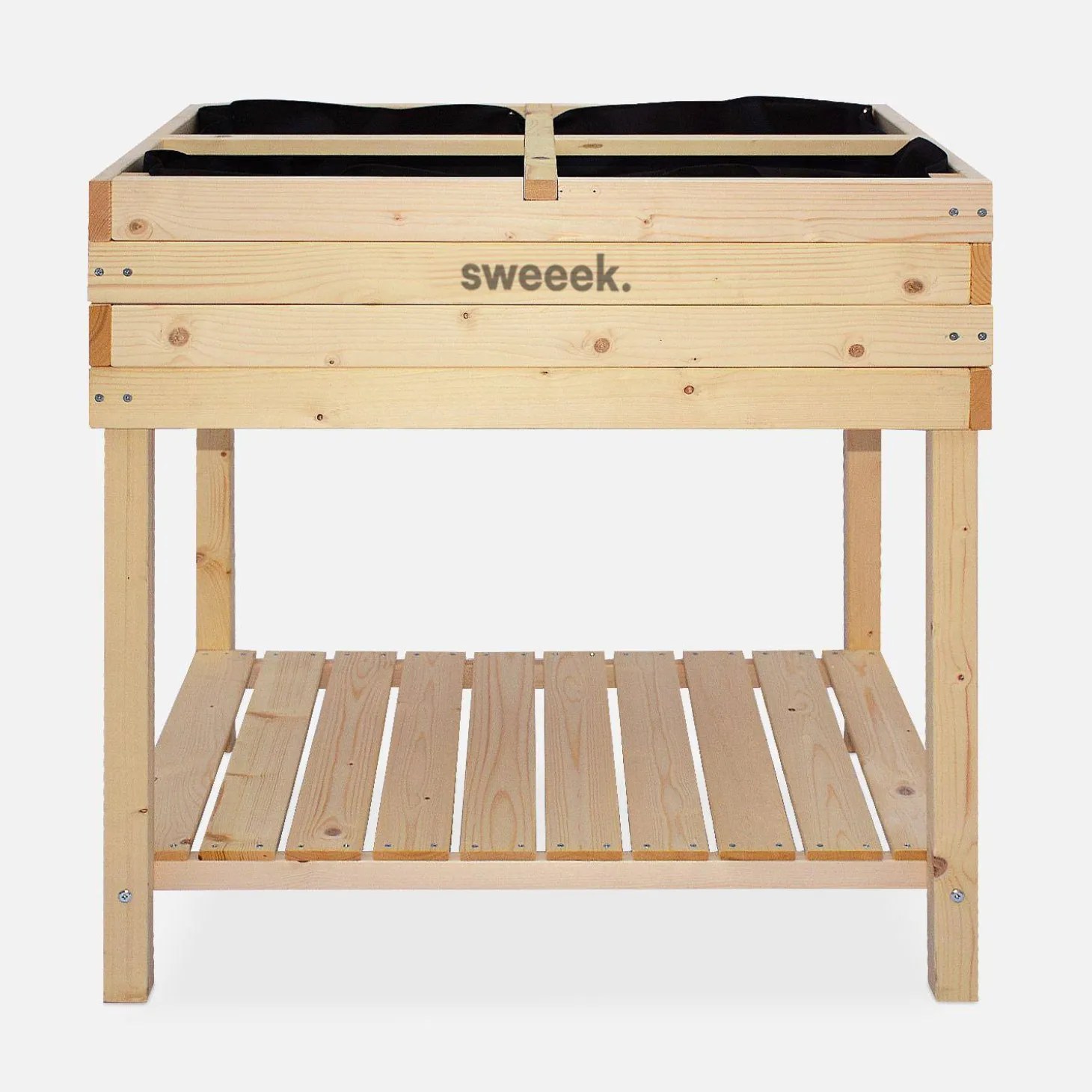 Elevated wooden planter