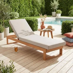Eucalyptus wood sun lounger, multi-position