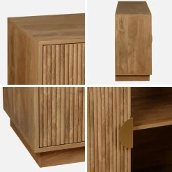 Exotic 4-door mango wood effect sideboard, grooved 180cm