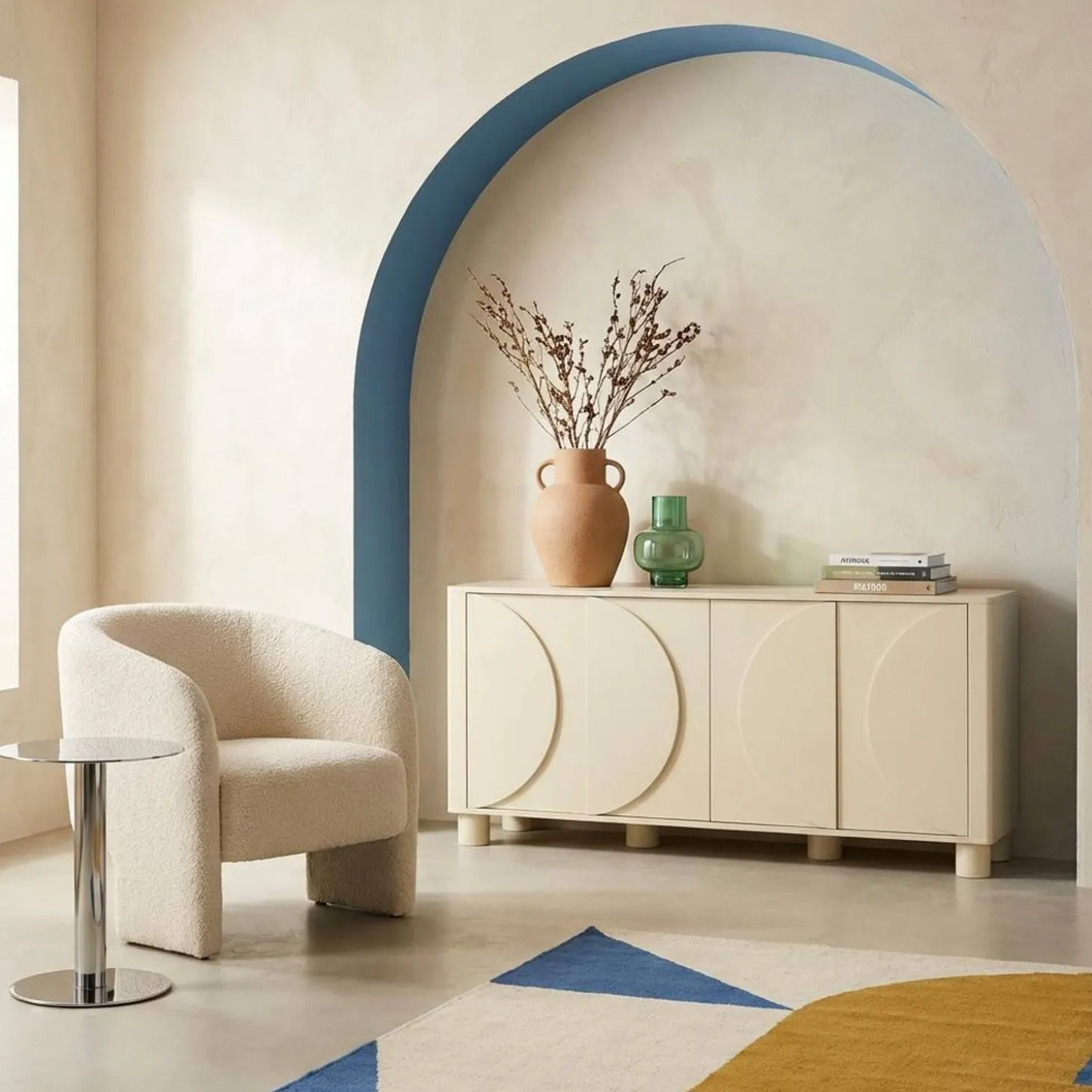 Exotic sideboard wood decor 4 doors 155cm