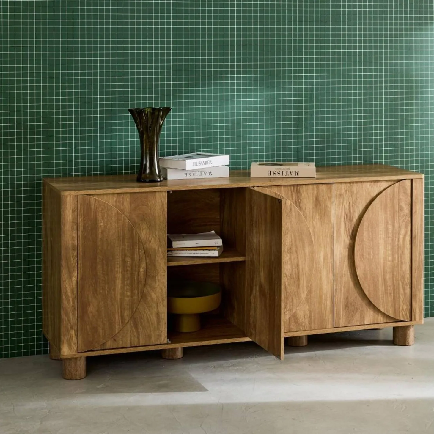 Exotic sideboard wood decor 4 doors 155cm