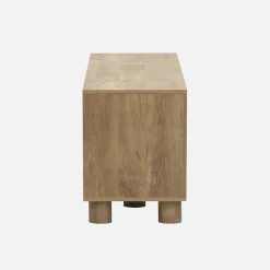 Exotic wood effect TV unit with 2 reversible doors 155cm