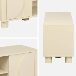 Exotic wood effect TV unit with 2 reversible doors 155cm
