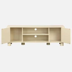Exotic wood effect TV unit with 2 reversible doors 155cm