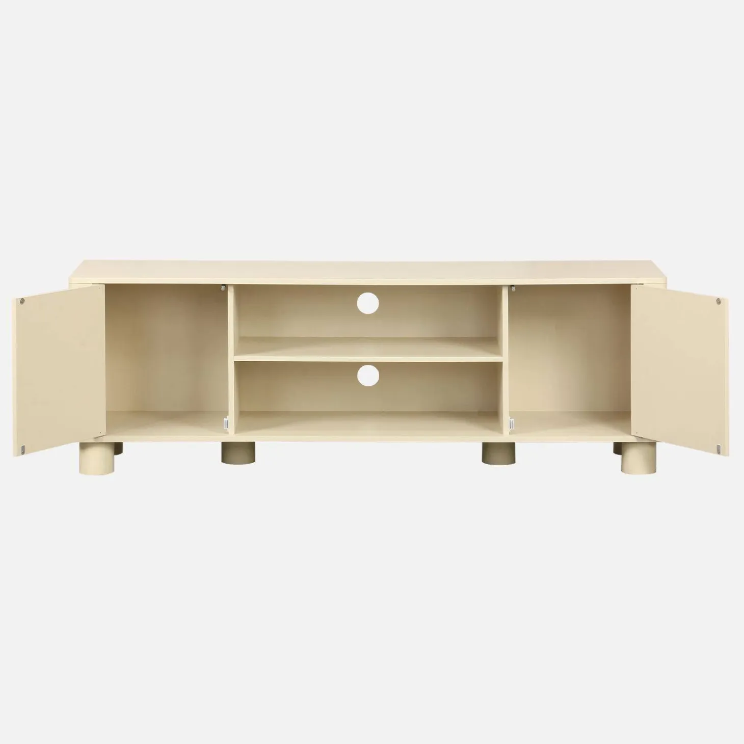 Exotic wood effect TV unit with 2 reversible doors 155cm