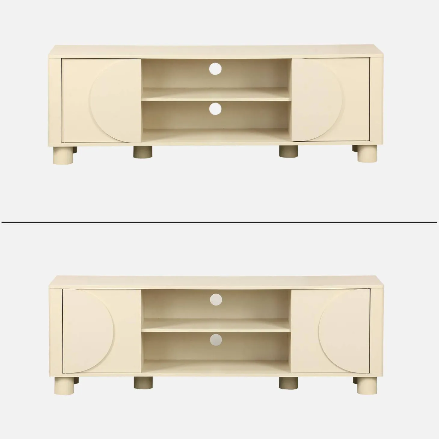 Exotic wood effect TV unit with 2 reversible doors 155cm
