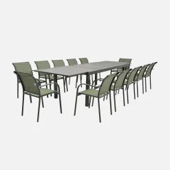 Extendable aluminium garden table + 10 chairs