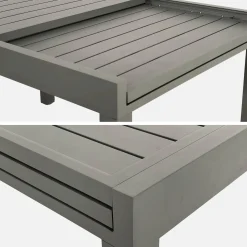 Extendable aluminium garden table + 8 armchairs