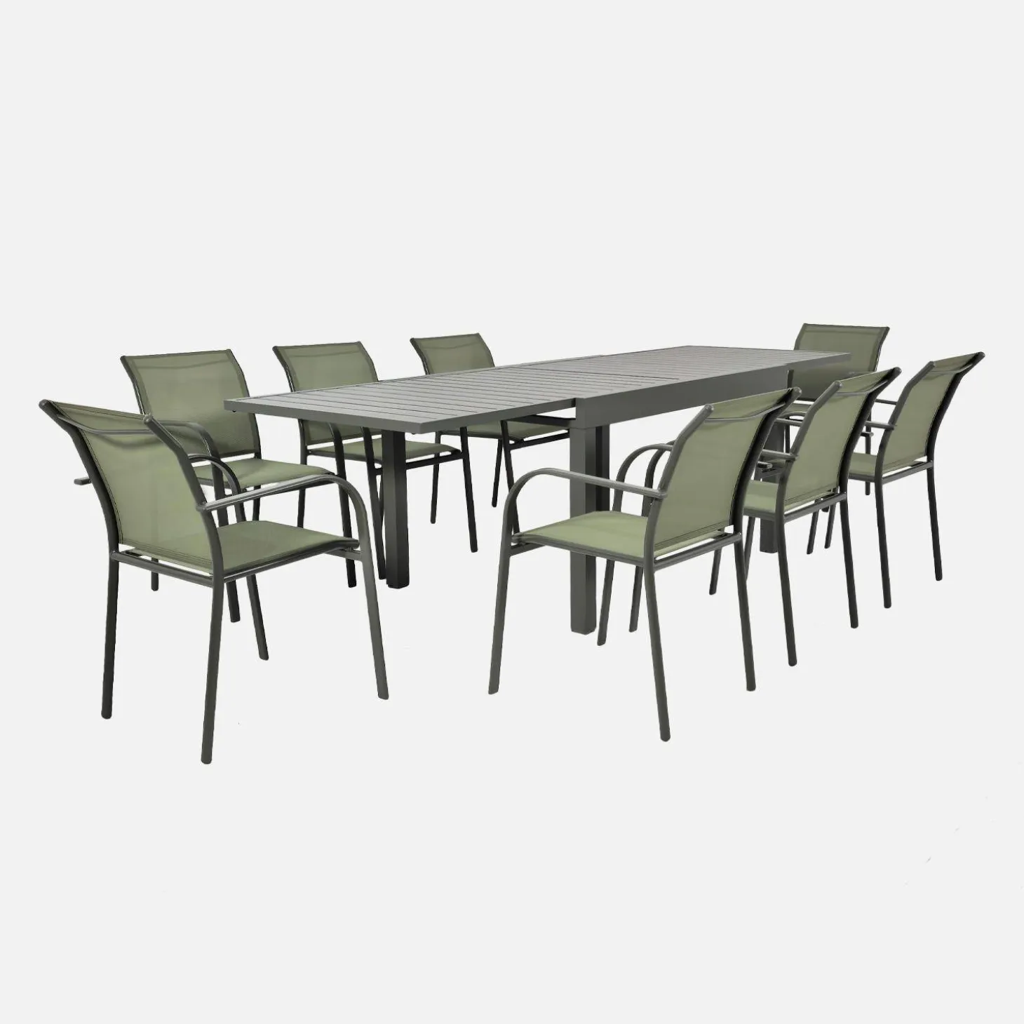Extendable aluminium garden table, seats 8