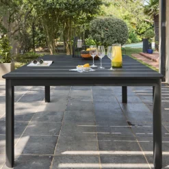 Extendable aluminum garden table 199/258,5 cm seats 12