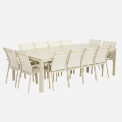 Extendable aluminum garden table 199/258,5 cm seats 12
