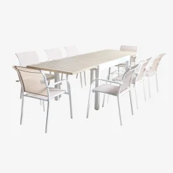Extendable aluminum garden table, 8 seats