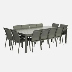 Extendable aluminum garden table 199/258,5 cm seats 12