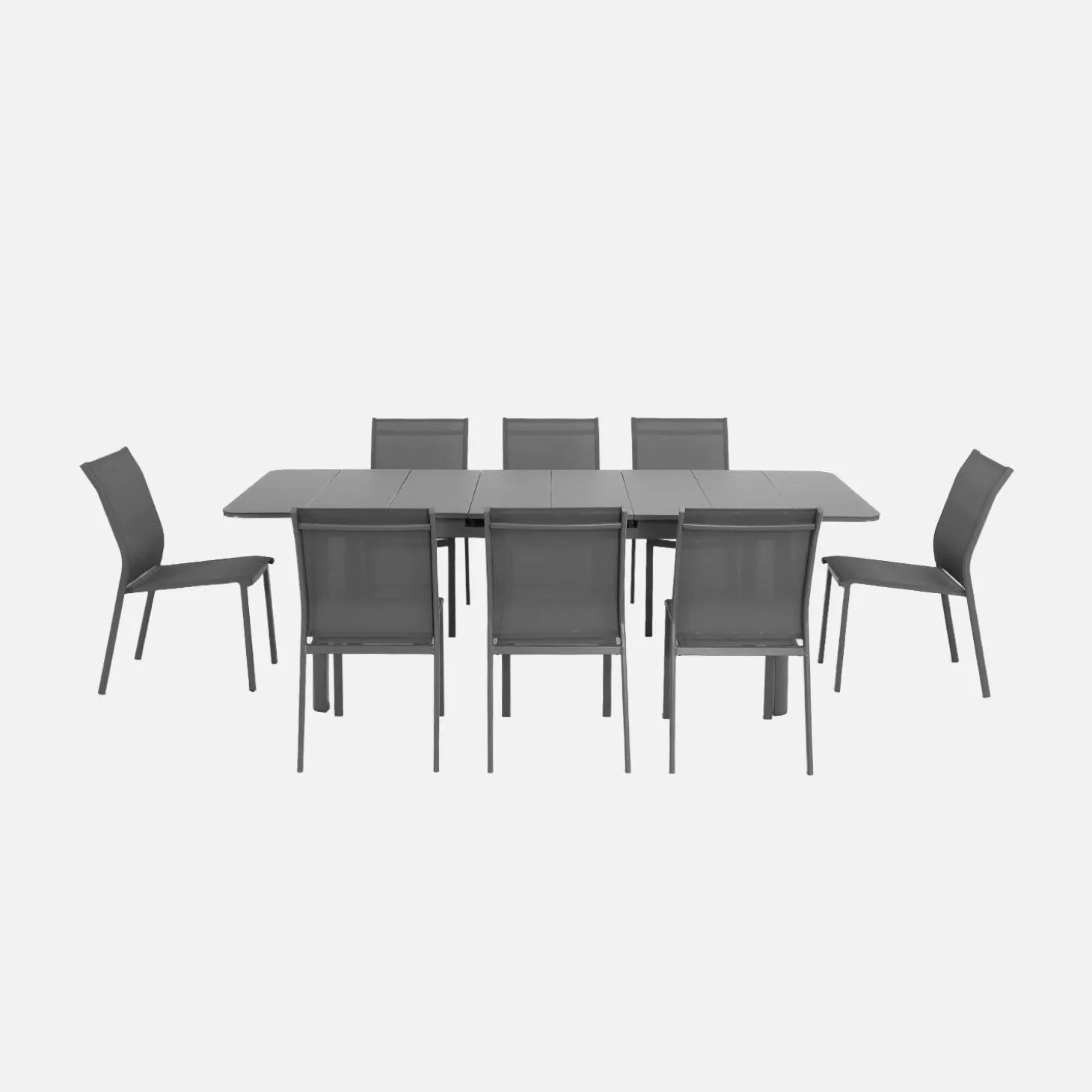 Extendable garden table 180/240.5cm aluminium + 8 chairs