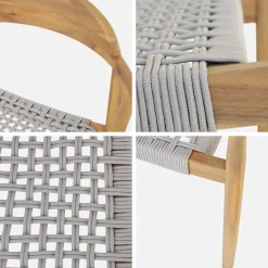 Extendable garden table made of acacia wood + 6 armchairs