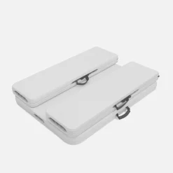 Foldable plastic reception table with bench