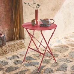 Folding metal bistro garden table Ø60cm, seats 2