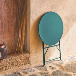 Folding metal bistro garden table Ø60cm, seats 2