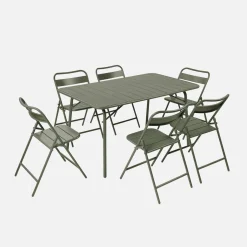 Folding metal garden table + 6 chairs