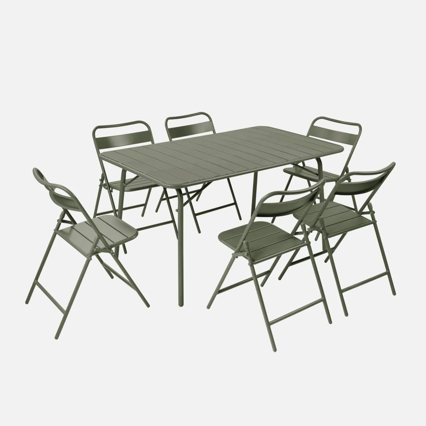 Folding metal garden table + 6 chairs