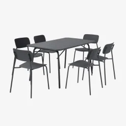 Folding metal garden table + 6 chairs