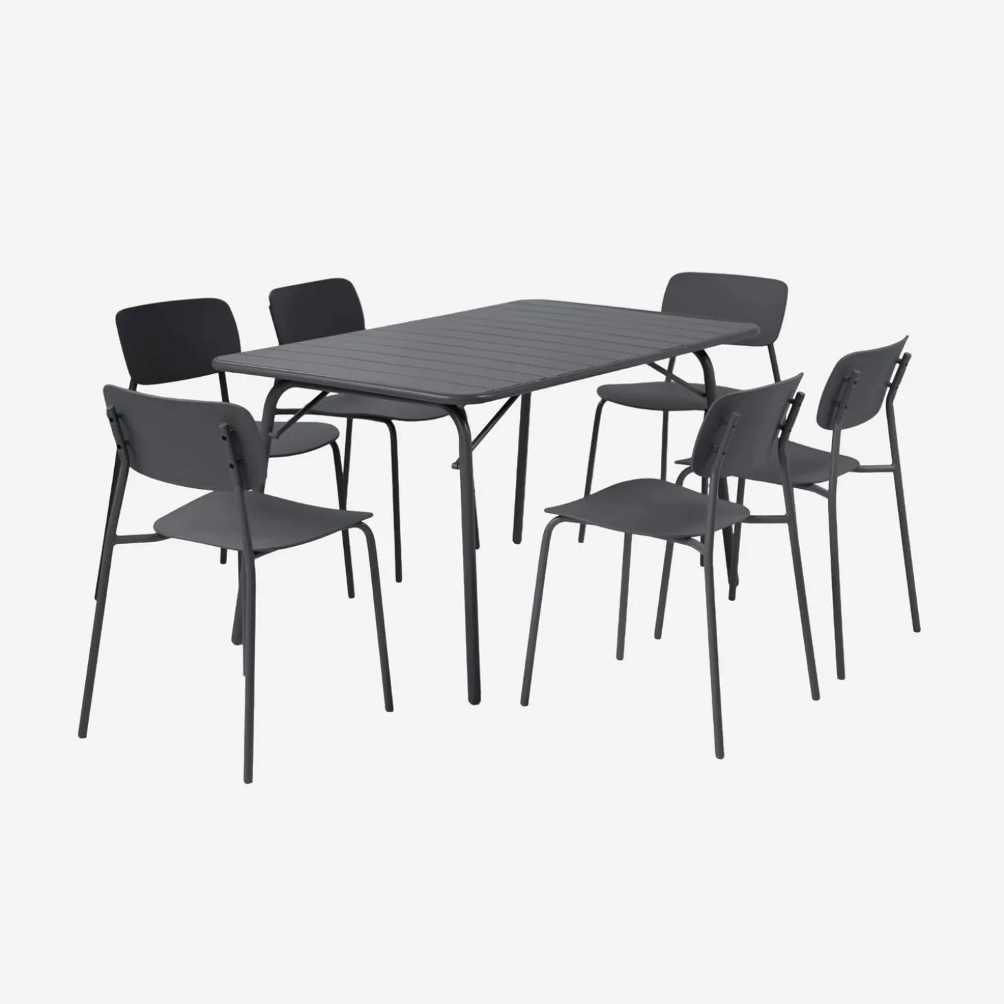Folding metal garden table + 6 chairs