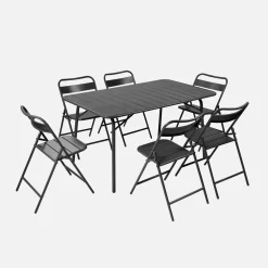 Folding metal garden table + 6 chairs