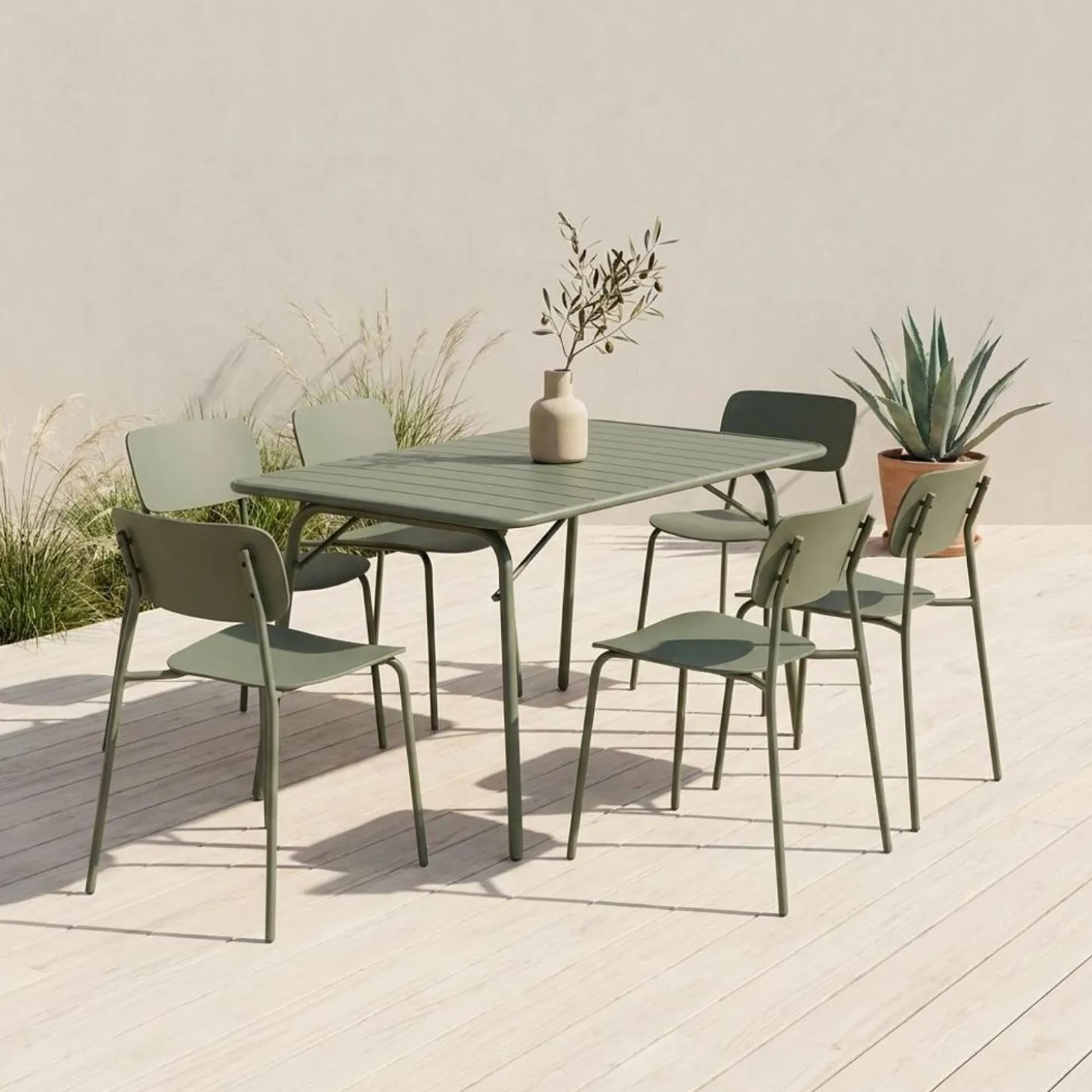 Folding metal garden table + 6 chairs