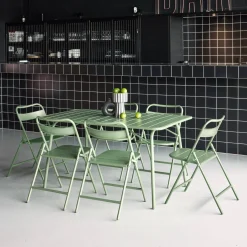 Folding metal garden table + 6 chairs