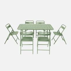 Folding metal garden table + 6 chairs
