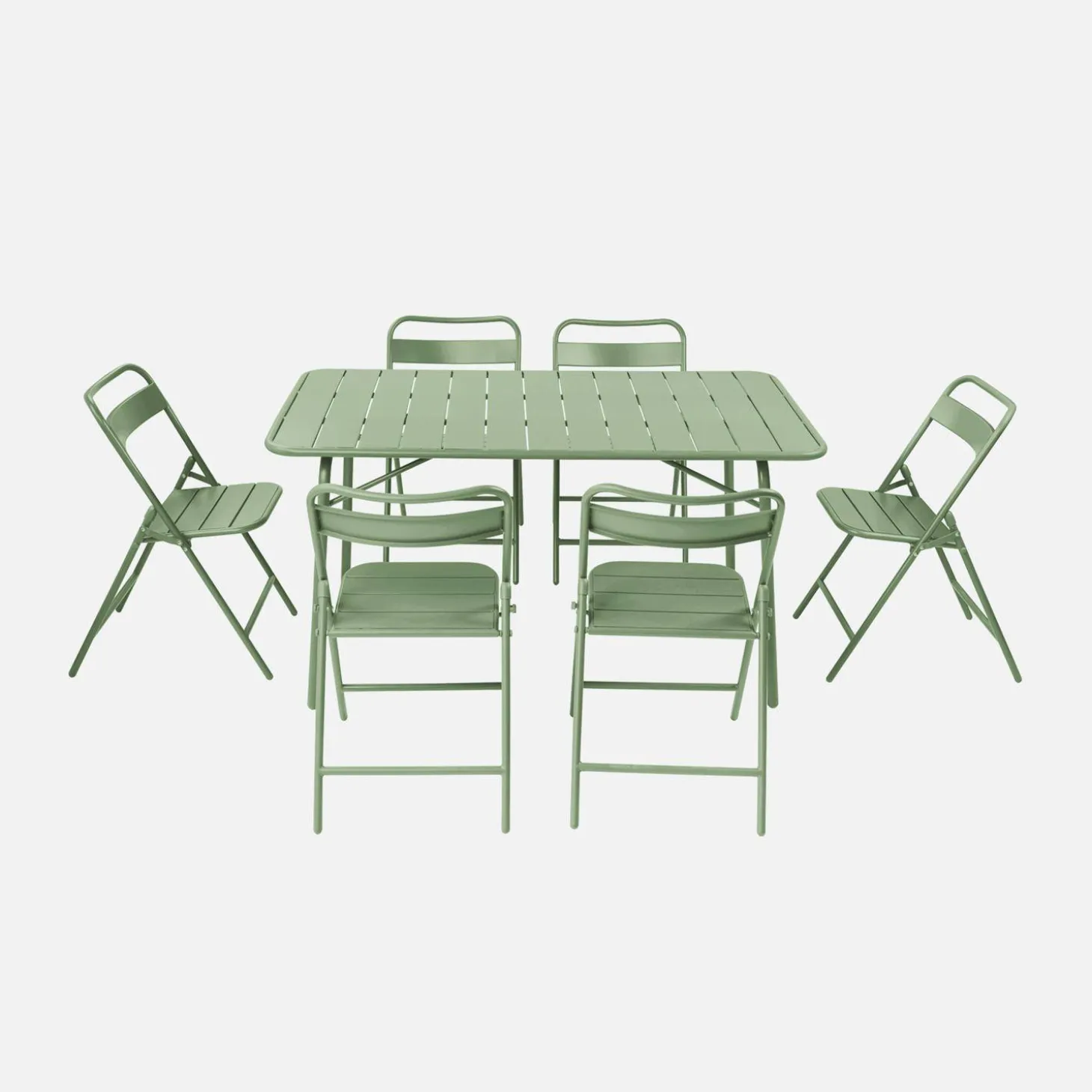 Folding metal garden table + 6 chairs