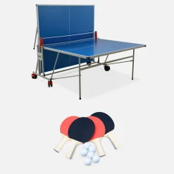 Folding outdoor table tennis table with 4 bats and 6 balls