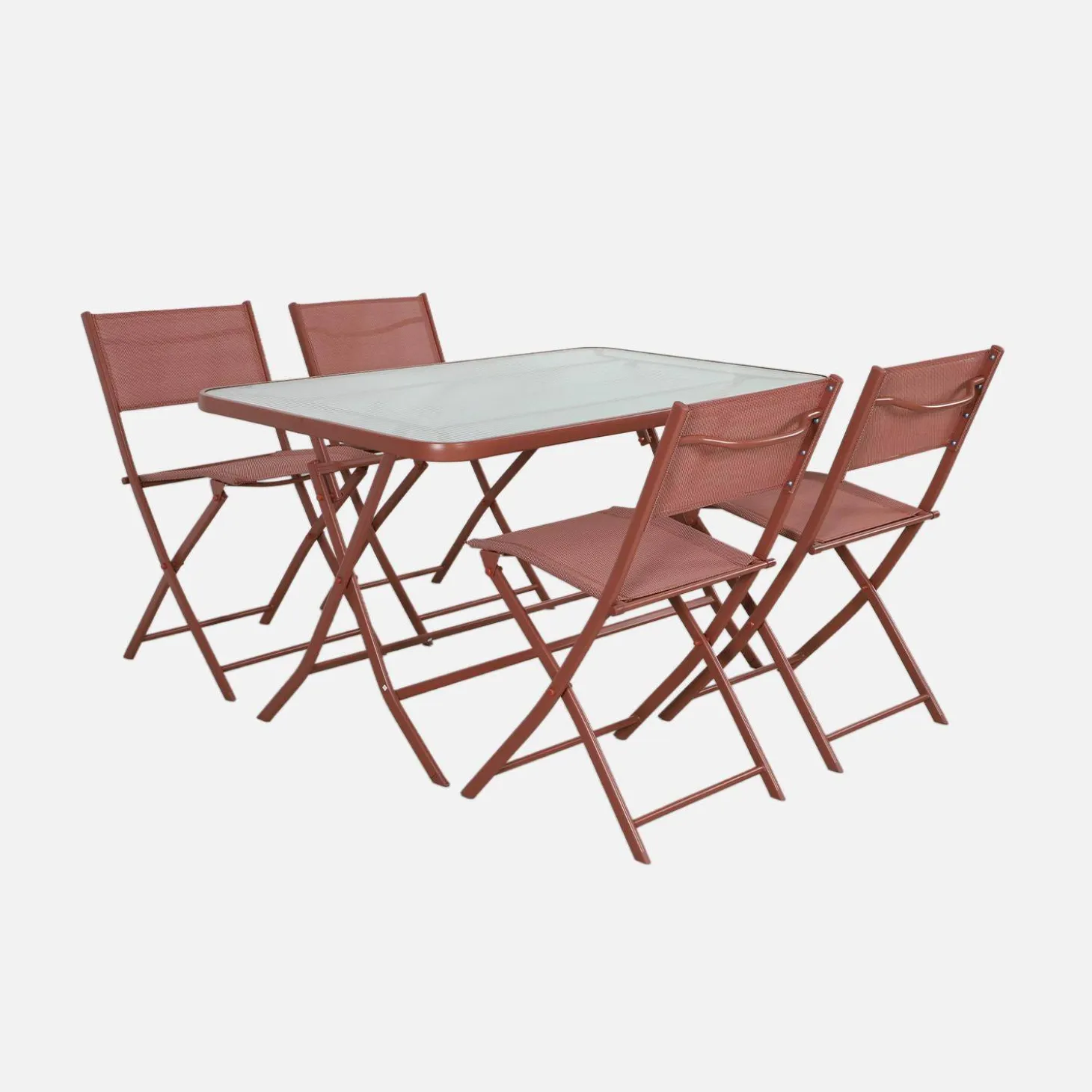 Folding steel garden table + 4 chairs