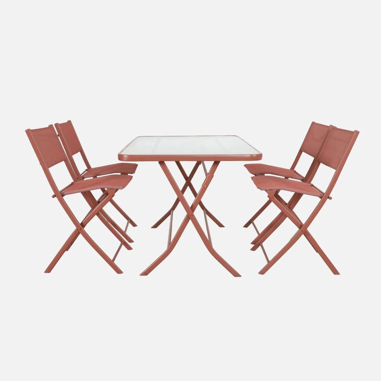 Folding steel garden table + 4 chairs