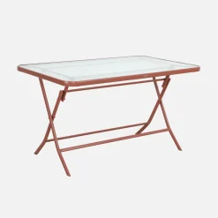 Folding steel garden table + 4 chairs