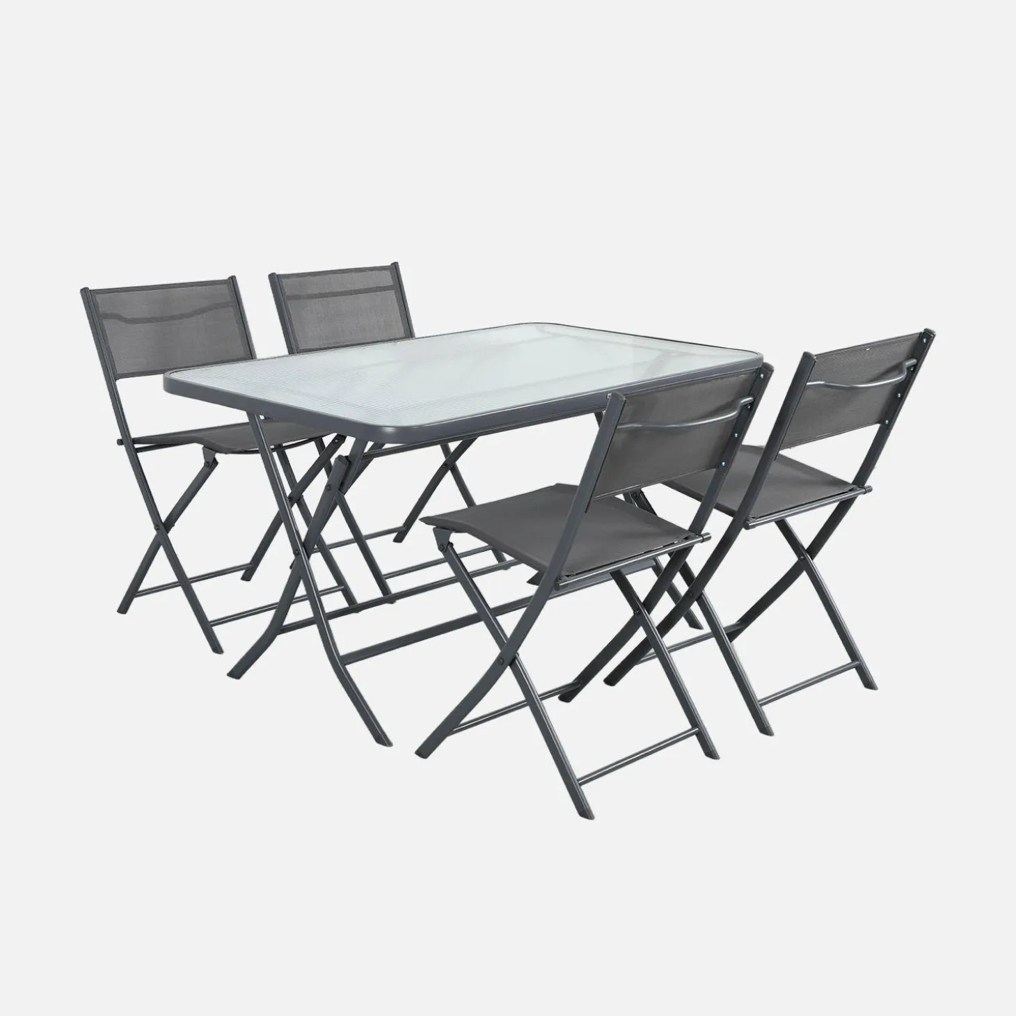 Folding steel garden table + 4 chairs