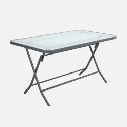 Folding steel garden table + 4 chairs