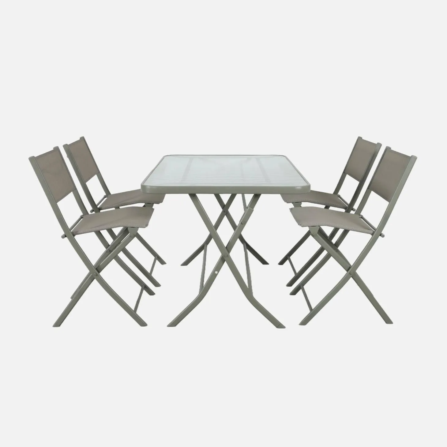 Folding steel garden table + 4 chairs