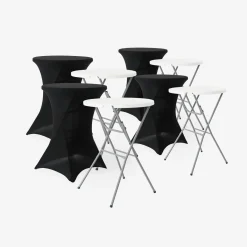 Folding steel high reception table with protective cover (set of 4)