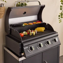 Free-standing 4-burner gas barbecue