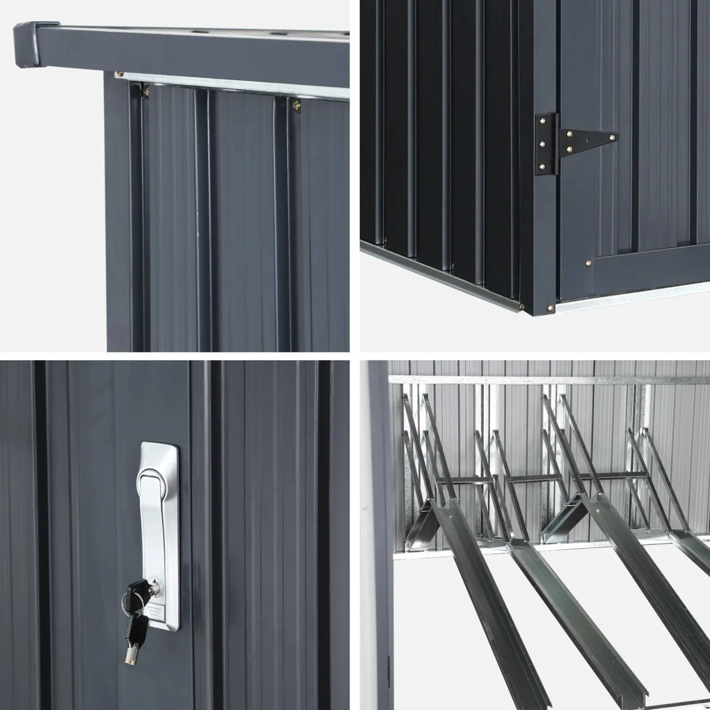 Galvanised steel bicycle shelter with anchor kit - 4 bicycles