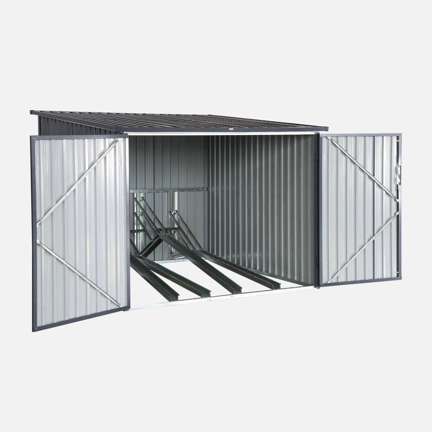 Galvanised steel bicycle shelter with anchor kit - 4 bicycles