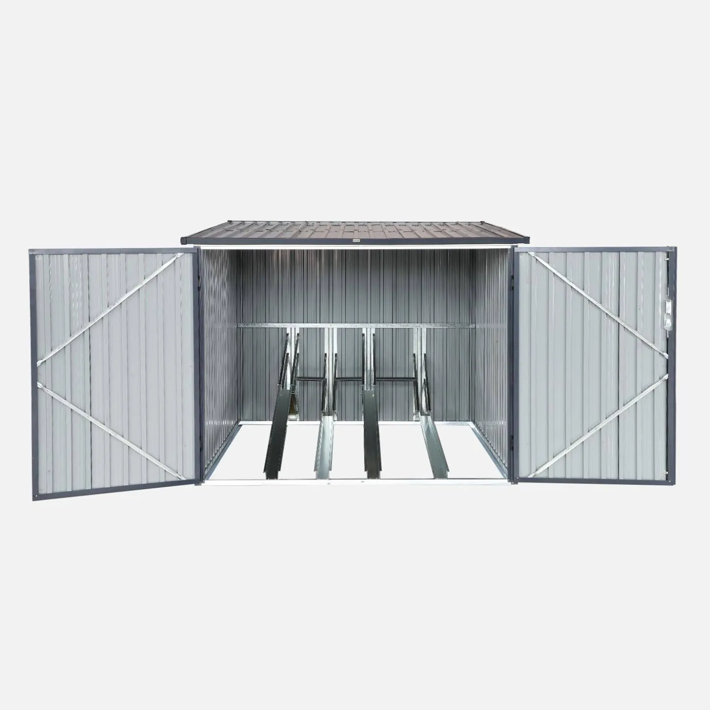 Galvanised steel bicycle shelter with anchor kit - 4 bicycles