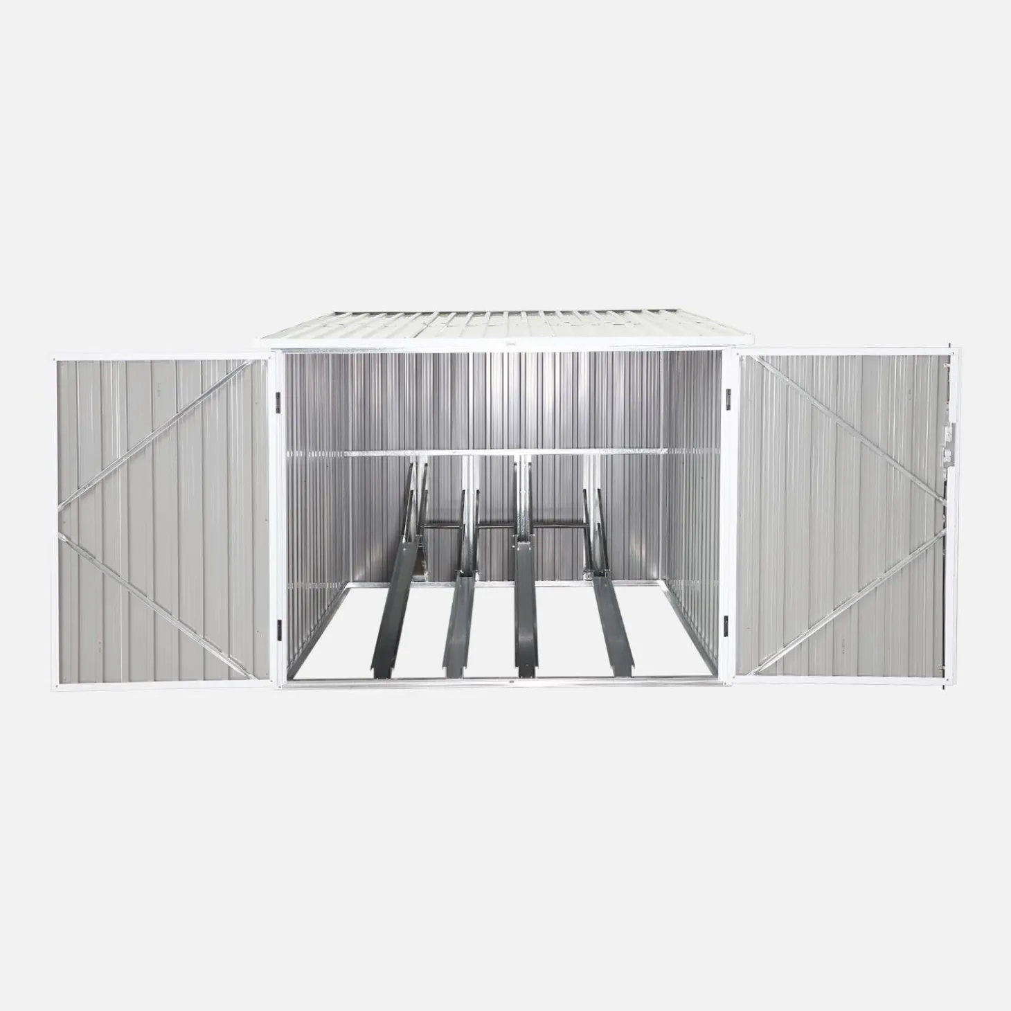 Galvanised steel bicycle shelter with anchor kit - 4 bicycles