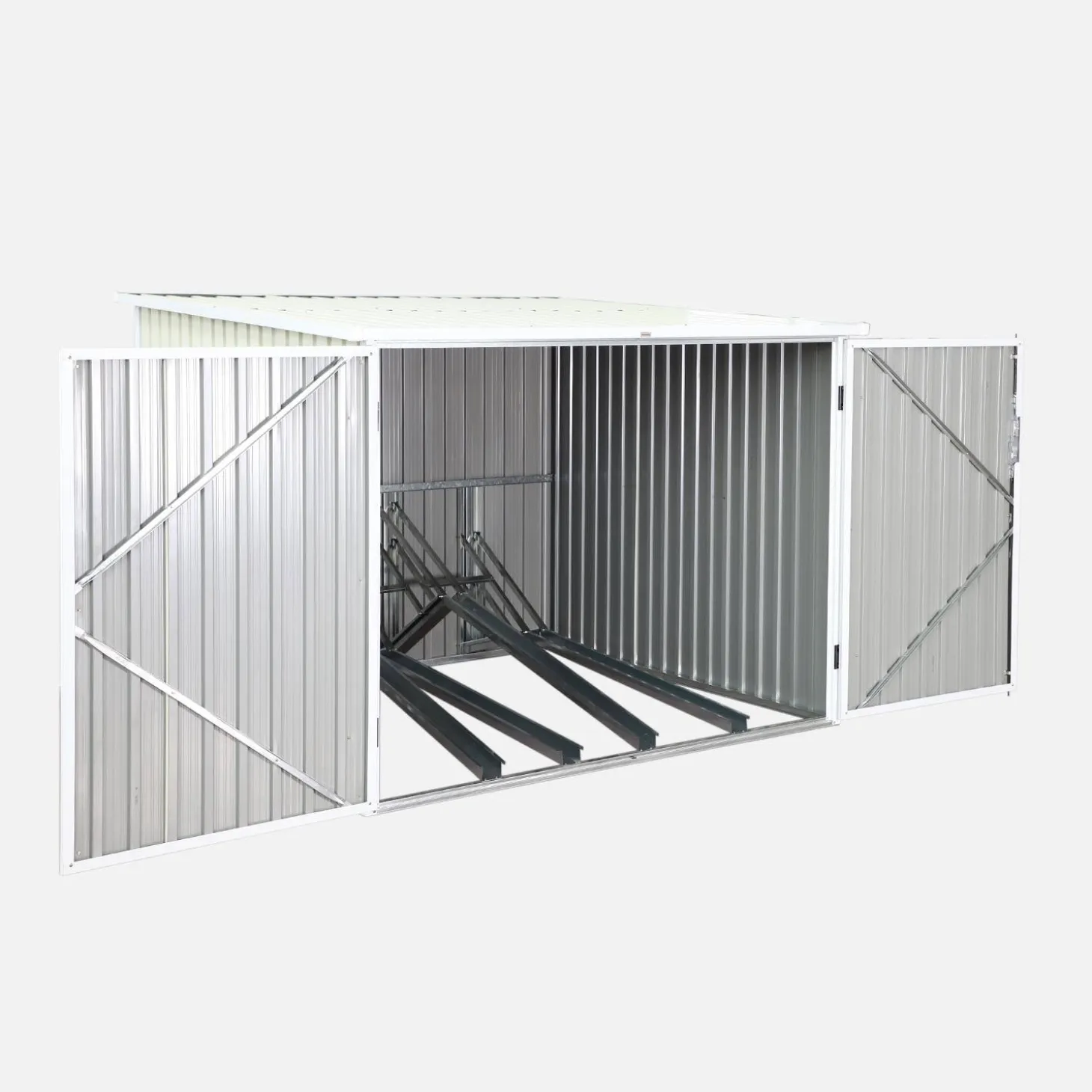 Galvanised steel bicycle shelter with anchor kit - 4 bicycles