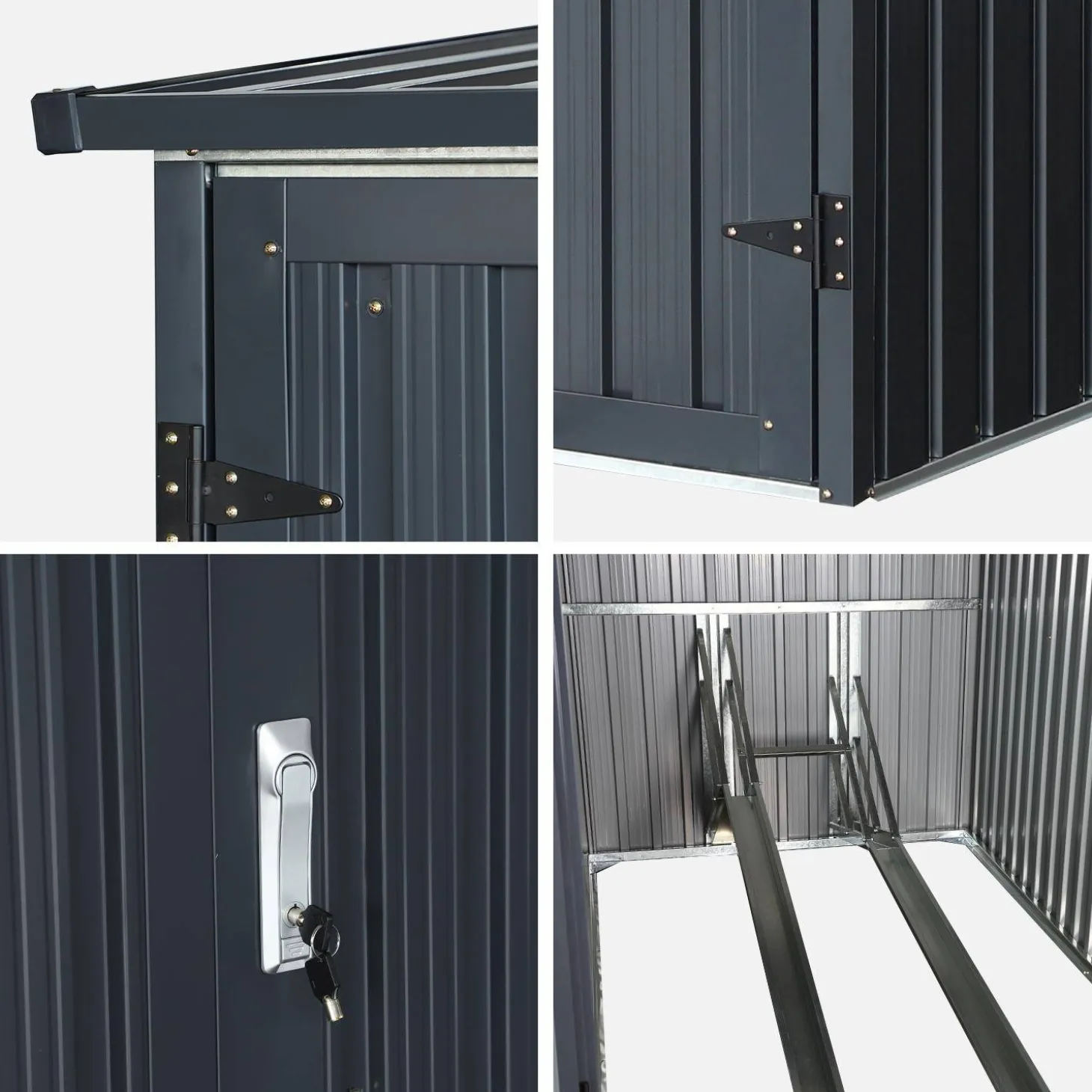 Galvanized steel bike shelter with anchoring kit - 2 bikes