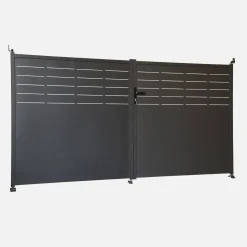 Galvanized Steel Garden Gate 2 Doors with Lock and Handle